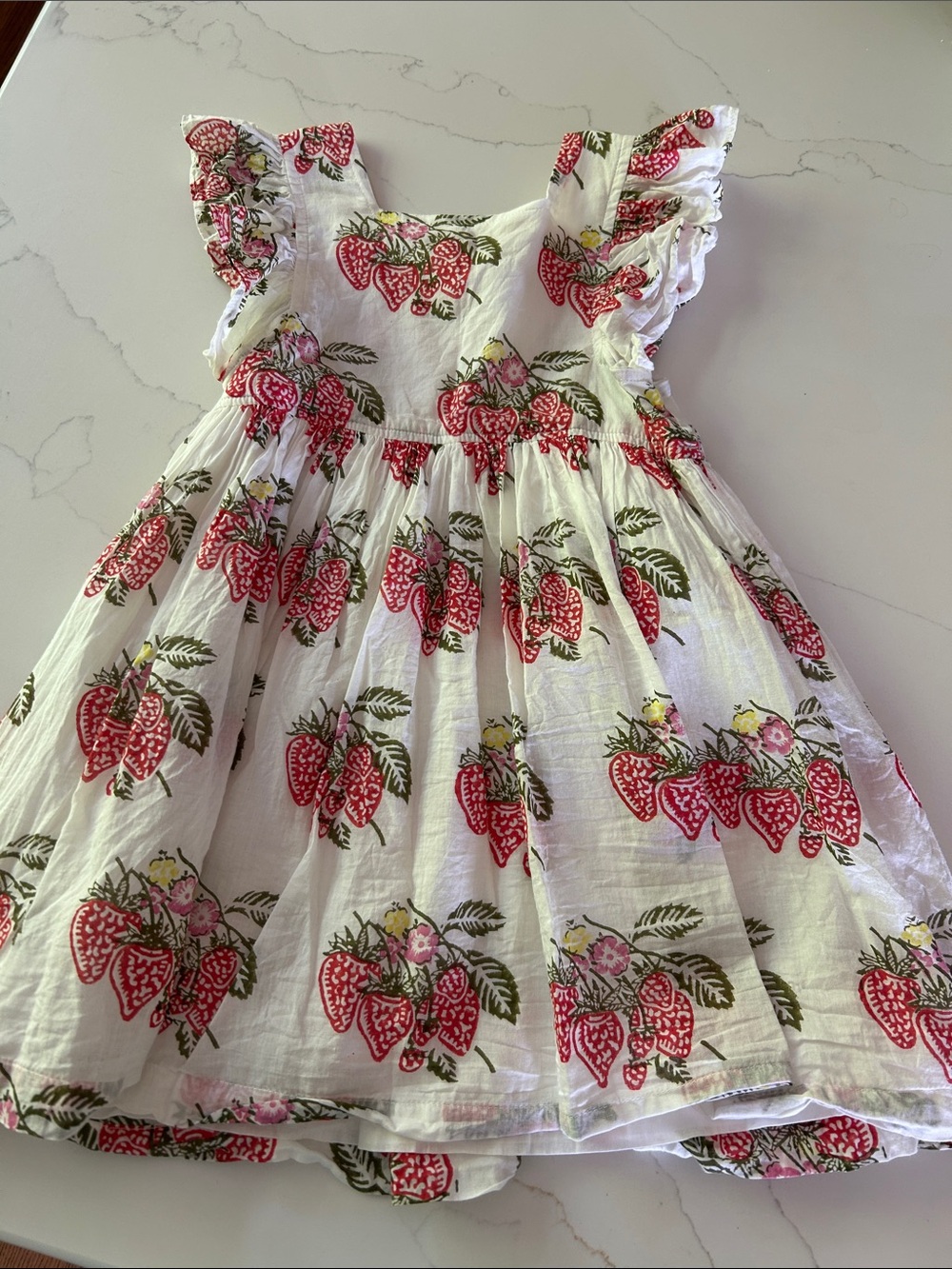 Pink chicken Strawberry-Print Cotton Sundress